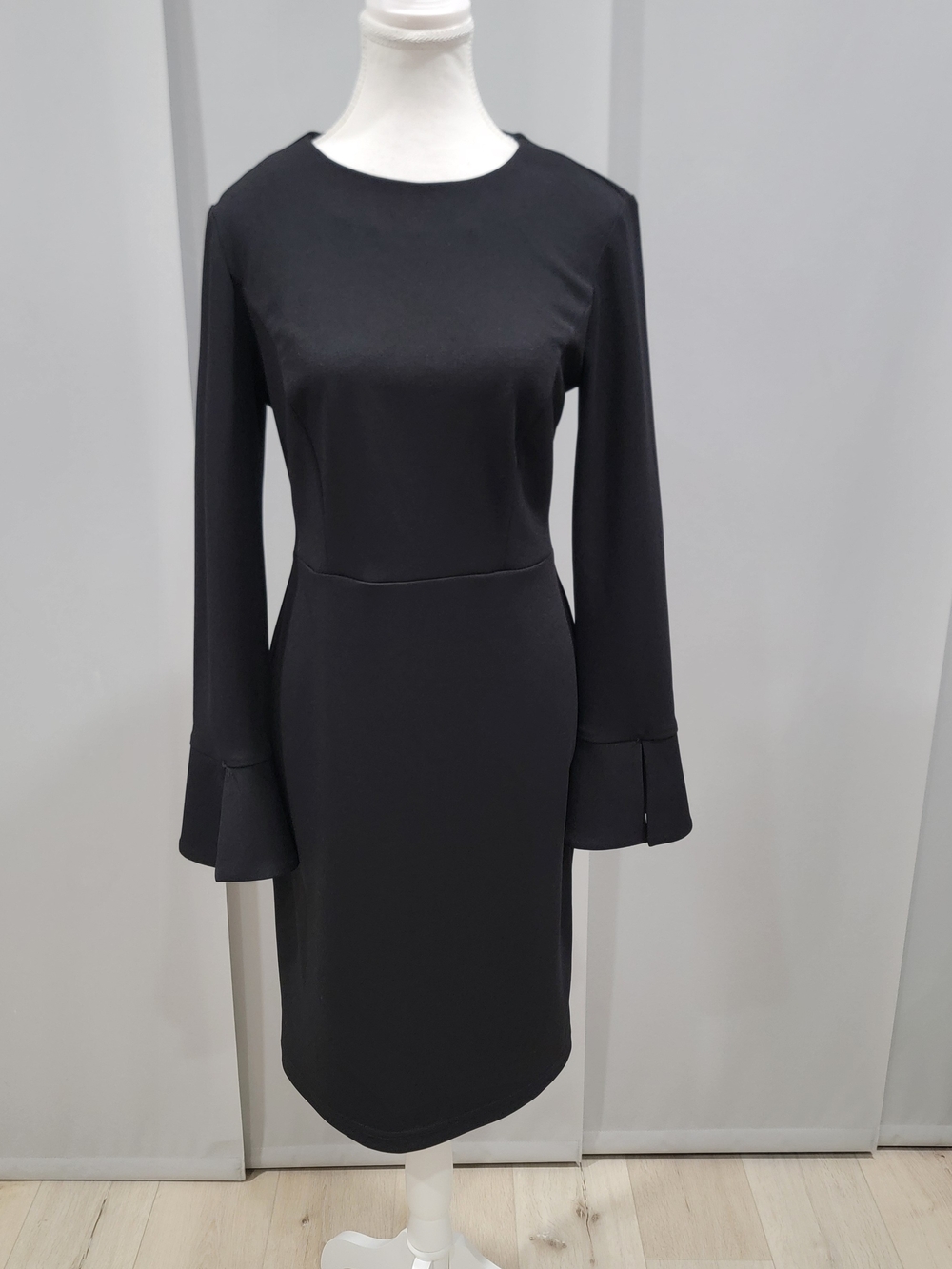 Joseph Ribkoff Black Midi Dress with Flared Cuffs